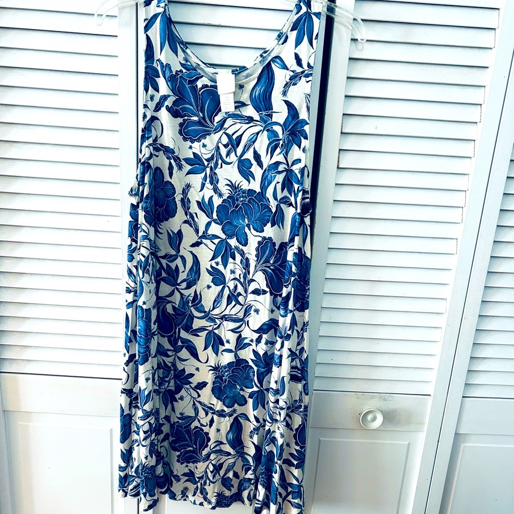 H&M Blue and White Sleeveless Sundress